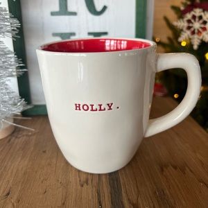 Rae Dunn | Holly Typewriter Coffee Mug Holiday Red Interior